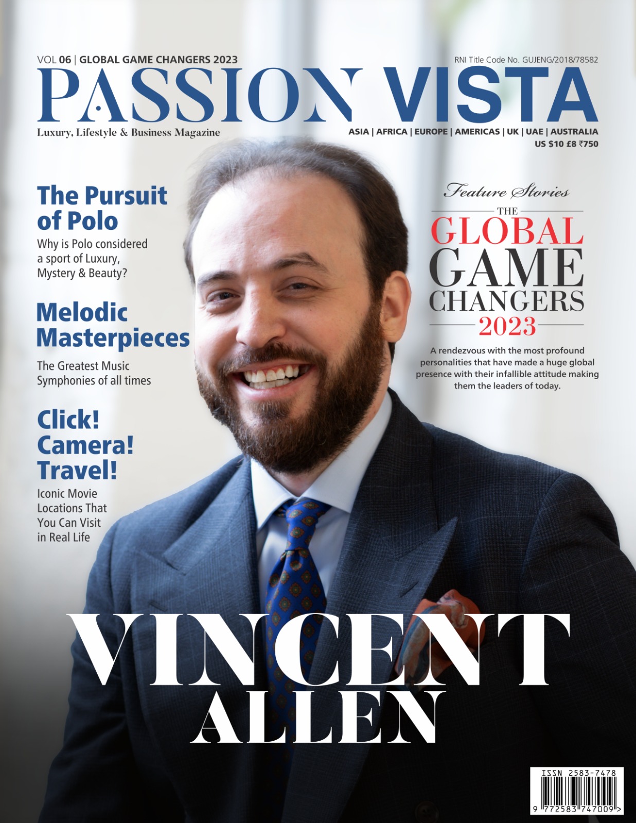 Passion Vista Magazine — Global Game Changers 2023 — Vincent Allen cover